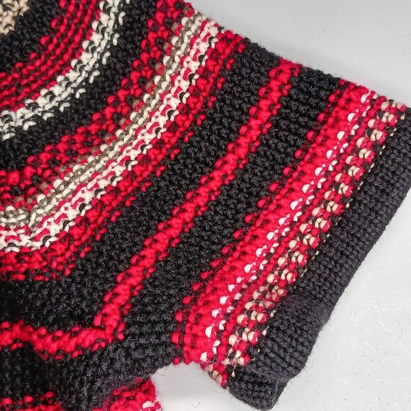 VTG Crazy Horse by Liz Claiborne Womens S Chunky Knit Sweater Top Red Black Tan - Picture 12 of 14